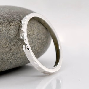 Solid 950 platinum hammered finish band, 2mm ring, Free inside ring engraving. image 1