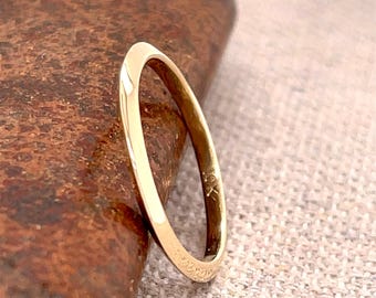 Solid Yellow Gold Knife Edge Ring, Handmade Minimalist Band