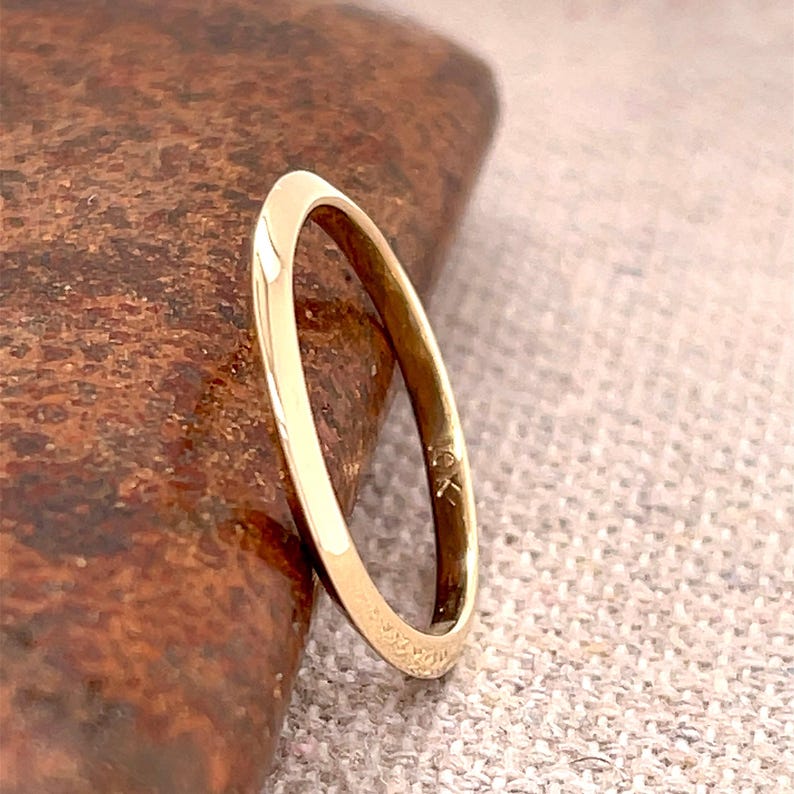 Solid Yellow Gold Knife Edge Ring, Handmade Minimalist Band image 1