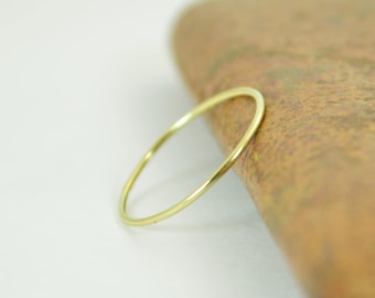 Solid 14k Green Gold Round Stacking Ring, Super Thin Band
