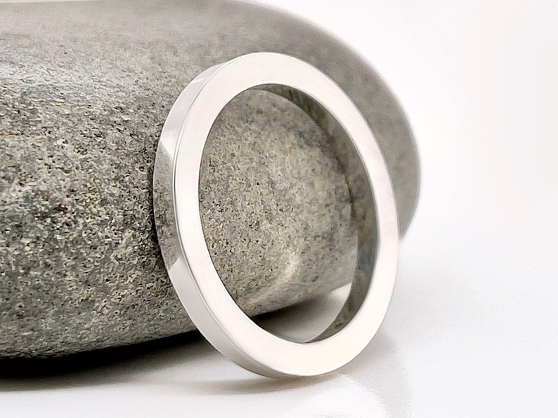 Heavy 950 Platinum Ruthenium 2mm Square Wedding Band, Free Engraving image 3