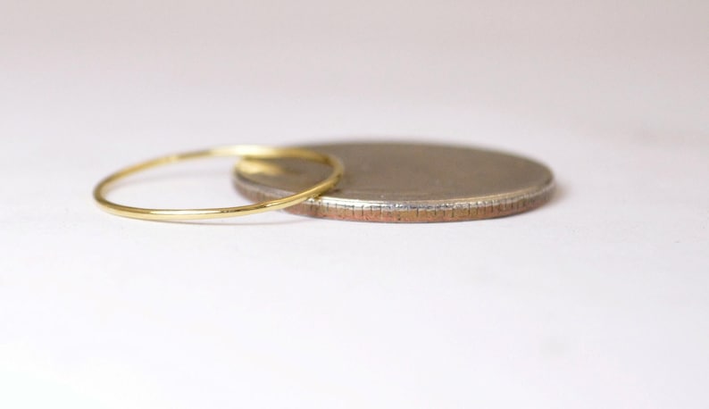 Super Thin ROUND 18k Solid Yellow Gold Stacking Ring image 3