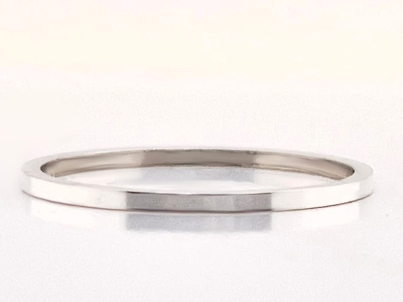1 mm Solid Weiß Gold Quadrat Ring - Stapeln Spacer Band Bild 2