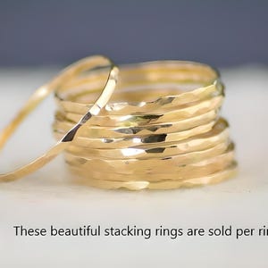 Dainty Hammered 14k Gold Filled Stacking Ring - Thin Gold Band