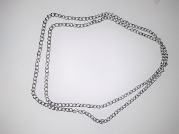 Vintage Monet Double Silver Tone Chain Art Deco S… - image 1