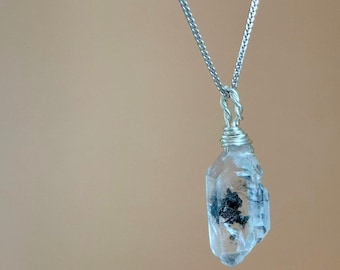 Herkimer Diamant Halskette, Roher Quarz Kristall Anhänger, Natürlicher Doppelender Quarz, Heilstein Schmuck Geschenk für Sie