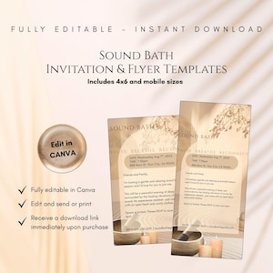 Sound Healing Flyer Template: Minimalist Sound Bath Invitation (Canva Editable, Digital Download)