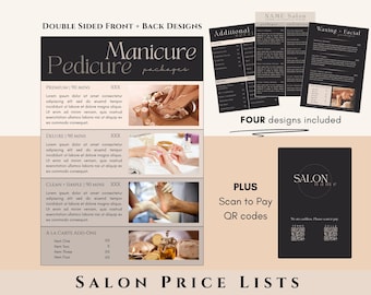 Salon Packages Price List | Spa Menu | Hair Waxing Nails Facial Salon | Beauty Salon Service List | Business Flyer Template (canva template)