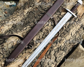 Handmade Viking 34" Sword Replica | High Carbon Steel, Leather Scabbard | Norse | medieval replica