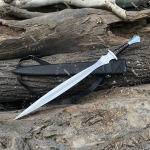 Espada forjada à mão em aço 5160 – Lâmina Viking de 32 polegadas com espiga completa e bainha de couro.