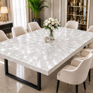 Selenite Stone Rectangle Dining Table Luxury Natural Crystal Dining Table Elegant Selenite Stone Rectangle Dining Table Premium Selenite top