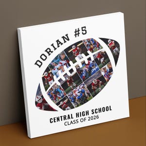 American Football Senior Photo Collage: Senior Night Gift, Editable Canva Template