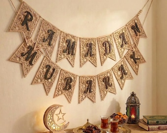 Ramadan Mubarak Garland, Ramadan Decor Banner for Home, Eid Ramadan Decorations, Islamic Wall Hanging, Muslim Ramadan Party Decor