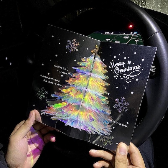 3D Holographic Christmas Tree Pop up Card - Luxury Holiday Design - Etsy