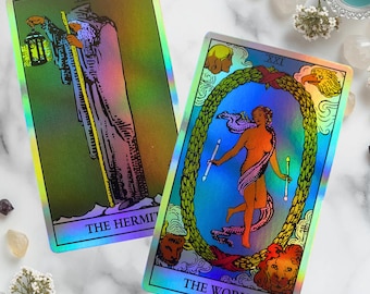 Holographic Rider-Waite-Smith Tarot Deck | 78 Vibrant Cards in Elegant Velvet Drawstring Bag
