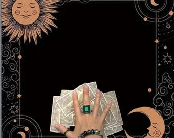 Sun & Moon Tarot Cloth 75×75 cm - 29,5 in – Celestial Altar Mat, Oracle Reading