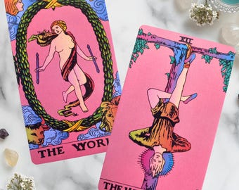 Pink Rider-Waite Tarot Deck: 78 Classic Cards in Elegant Velvet Drawstring Bag