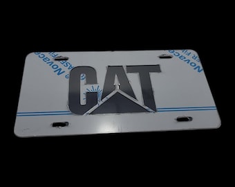 Gespiegelde roestvrijstalen kentekenplaat CAT 304