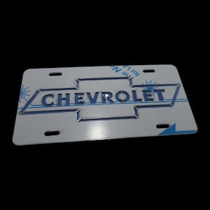 Chevrolet 304 gespiegelde roestvrijstalen kentekenplaat