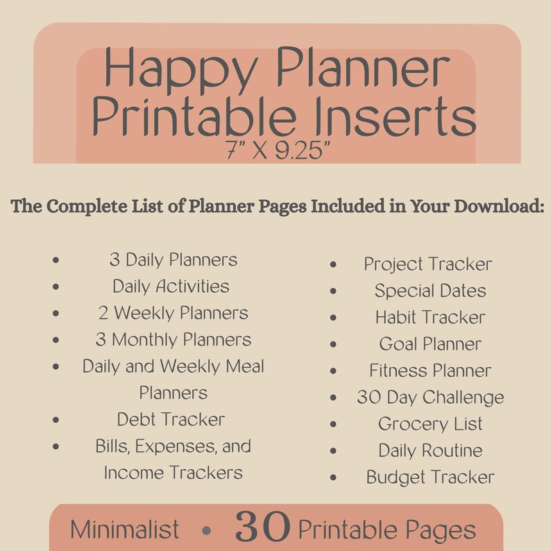 Happy Planner Inserts, Daily Planner Bundle, Daily, Weekly, Monthly ...