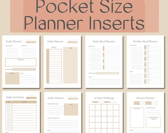Pocket Size Planner Inserts, Pocket Daily Planner, Daily Planner Bundle, Weekly, Monthly, Budget Tracker, ADHD, Minimalist, Instant Download