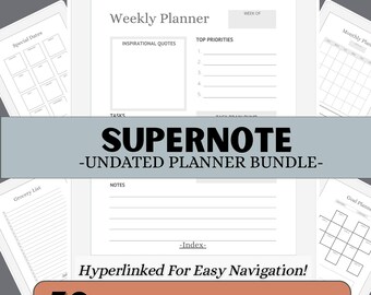 Supernote Planner Vorlagen, Supernote Planner, Digitaler Planer, Template Bundle, Nomad, Manta, Supernote Accessories, A6, Hyperlink, ADHD