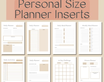 Personal Size Planner Inserts, Daily Planner Bundle, Daily, Weekly, Monthly, Undated Ring Binder Refill, Printable Planner, Instant Download