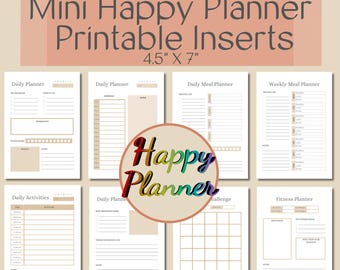 Mini Happy Planner Inserts, Daily Planner Bundle, Daily, Weekly, Monthly, Financial Planner, Minimalist Planner, Digital Planner, Printable