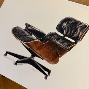 Stampa della sedia Herman Miller Eames Lounge Chair Disegno a matita