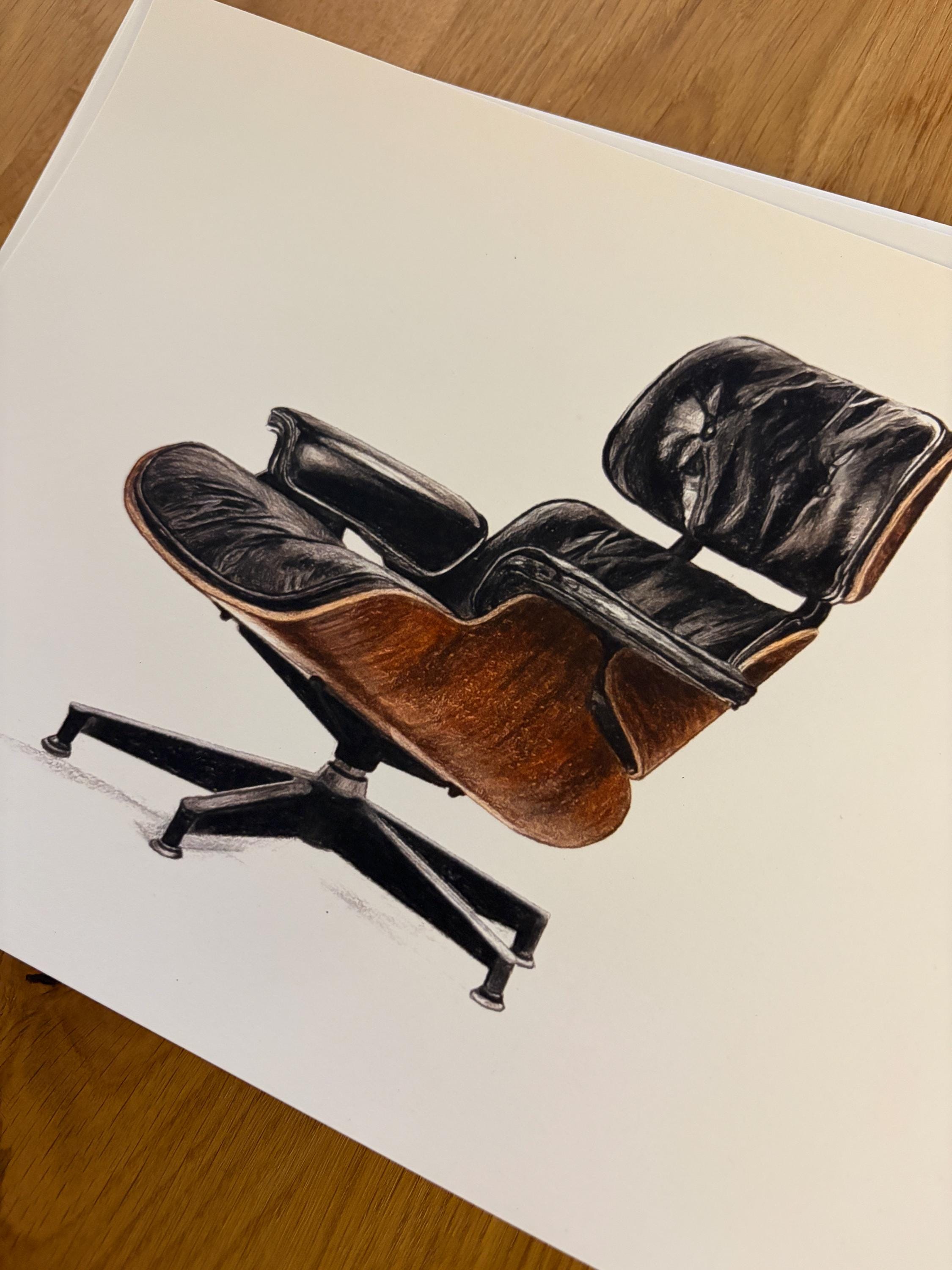 Print of Herman Miller Eames Lounge Chair Pencil Drawing - Etsy