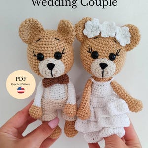 Virkmönster för Amigurumi-nalle till bröllop | Brud och brudgum (PDF-mönster)