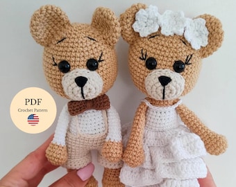 Bride and Groom Teddy Crochet Pattern | Amigurumi Wedding Couple PDF Pattern + Free Balloon | Step by Step Tutorial