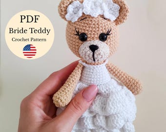 Bride Teddy Crochet Pattern PDF | Amigurumi Wedding Bear | English Tutorial with Photos | Easy Step-by-Step Instructions | DIY Wedding Gift