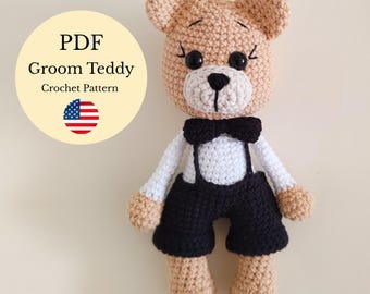 Groom Teddy Crochet Pattern PDF | Amigurumi Wedding Bear Tutorial | Groom Bear DIY | Wedding Couple Crochet Pattern | Digital Download