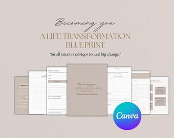 Goal-Setting Worksheet: Life Transformation Blueprint, Habit Tracker (Printable PDF & Canva Template)