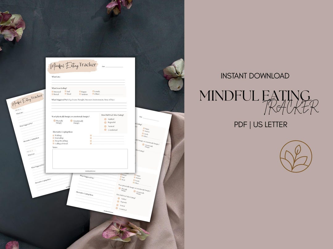 Mindful Eating Journal PDF Emotional Eating Tracker Food Diary Instant ...
