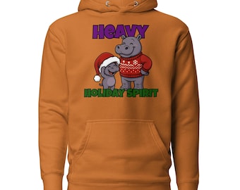 Festliche Stimmung pur | Lustiger Weihnachtshoodie mit Nilpferd-Motiv für Papa und Kind | Gemütlicher Familien-Weihnachtspullover