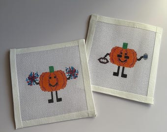 Herfst voetbal pompoen mensen naaldpunt canvas