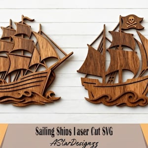 Segelschiff Laser Cut Dateien | Nautisches SVG-Bundle (Digitaler Download