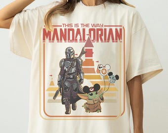 chemise Mandalorian vintage, chemise Star Wars Din Djarin Grogu, chemise This Is The Way, tee-shirt Pedro Pascal Star Wars, chemise mandalorienne Disneyland