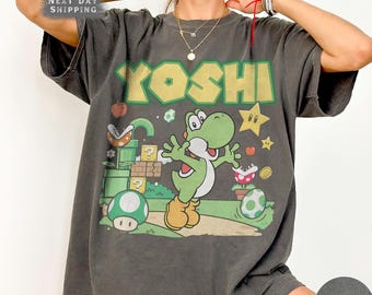 Vintage Yoshi Super Mario Shirt, Cute Dinosaur Nintendo Shirt, Nintendo World Family Group Shirt, Super Mario Birthday Trip Gifts