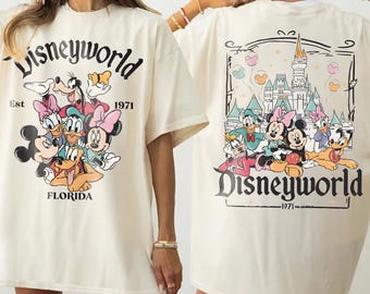 Vintage Disneyworld Est 1971 Two-Sided Shirt, Disneyworld Mickey And Friends Shirt, Disney Family 2026 Shirts, Retro Disneyworld Trip Shirt