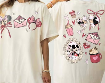 Disney Coquette Bow Valentinstag Shirt, Mickey und Minnie Valentinstag Shirt, Disney Paare Valentine Trip Shirt, Disney Girly Trip Shirt