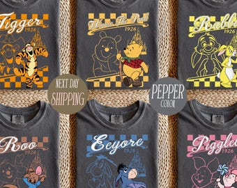Camiseta retro de Winnie the Pooh, camiseta de Disney Piglet, conejo, Ígor y Tigger, camiseta vintage de Pooh y sus amigos, camiseta familiar de Disney 2026