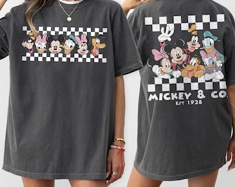 Vintage Mickey & Co Est 1928 Shirt, Mickey And Friends Shirt, Disney Family Vacation Checkered Shirt, Disneyland Shirt, Disney Trip 2026 Tee