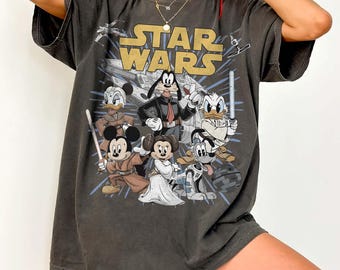 Retro Star Wars Shirt, Disney Star Wars Comfort Colors Tee, Retro Mickey and Friends Jedi Tee, Family Vacation Outfit, Gift for Disney Fans