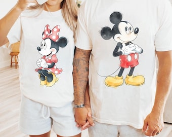 Classic Minnie Mouse Sketch Cute Vintage Portrait Shirt, Vintage Mickey And Minnie Mouse Tee, Disney Couple Shirt, Disney Family Trip Outfit