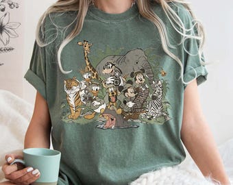 Camiseta vintage de Mickey y sus amigos de Animal Kingdom, "Locos por Disney", modo safari, camiseta de viaje a Disneyland de Disney World.