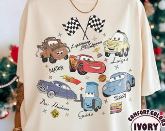 Vintage Disney Cars Signatures-shirt met comfortkleuren