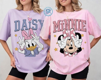 Camiseta retro de Minnie Daisy, camiseta vintage de Disney Friends, camiseta blanca con estampado Disney de Comfort Colors, camiseta para viaje de chicas Disney, camiseta de regalo para la mejor amiga